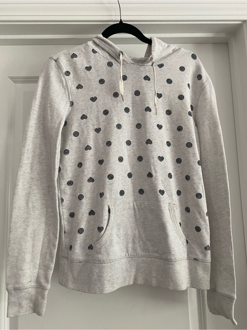 Victoria's Secret Light Gray Heart & Dot Pullover Hoodie